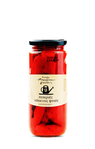 Geröstete rote Paprika aus Griechenland eingelegt im Glas