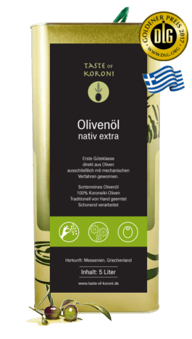 Taste of Koroni - Griechisches Olivenöl naturbelassen - Kanister 5 Liter